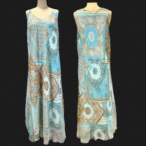 Patchwork handkerchief long maxi dress sleeveless pastel paisley‎ floral boho